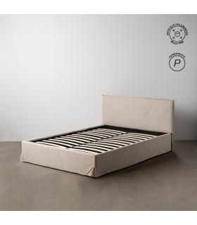 CAMA CANAPÉ BEIGE TEJIDO DORMITORIO 166 X 215 X 96 CM