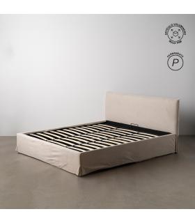 CAMA CANAPÉ BEIGE TEJIDO DORMITORIO 196 X 215 X 97 CM