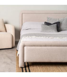 CAMA BEIGE TEJIDO DORMITORIO 160 X 217 X 107 CM