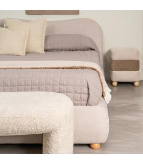CAMA BEIGE TEJIDO DORMITORIO 160 X 217 X 94 CM