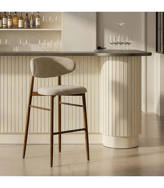 TABURETE 75CM BEIGE TEJIDO-METAL 54 X 52 X 105 CM