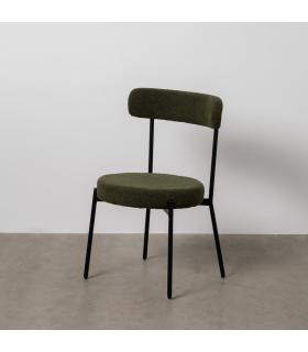SILLA VERDE-NEGRO TEJIDO-METAL 49 X 49 X 80 CM