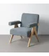 SILLÓN AZUL TEJIDO-MADERA SALÓN 74 X 76 X 85 CM