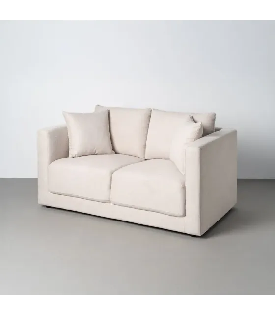 Cream fabric-wood 2 seater sofa 165 x 96 x 86 cm