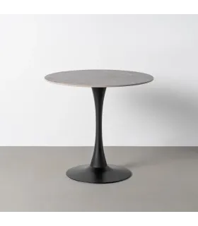 MESA REDONDA GRIS PIEDRA SINTERIZADA 80 X 80 X 75 CM