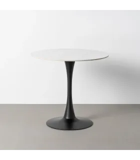 MESA REDONDA BLANCO PIEDRA SINTERIZADA 80 X 80 X 75 CM