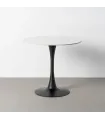 MESA REDONDA BLANCO PIEDRA SINTERIZADA 80 X 80 X 75 CM