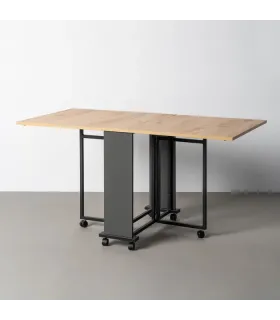 MESA PLEGABLE PLEGABLE NEGRO-NATURAL 148 X 71 X 74 CM