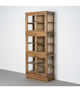 VITRINA MADERA RECICLADA SALÓN 80 X 40 X 200 CM