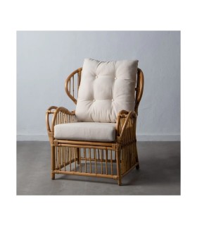SILLÓN CON COJÍN NATURAL RATÁN 77,50 X 64 X 94 CM