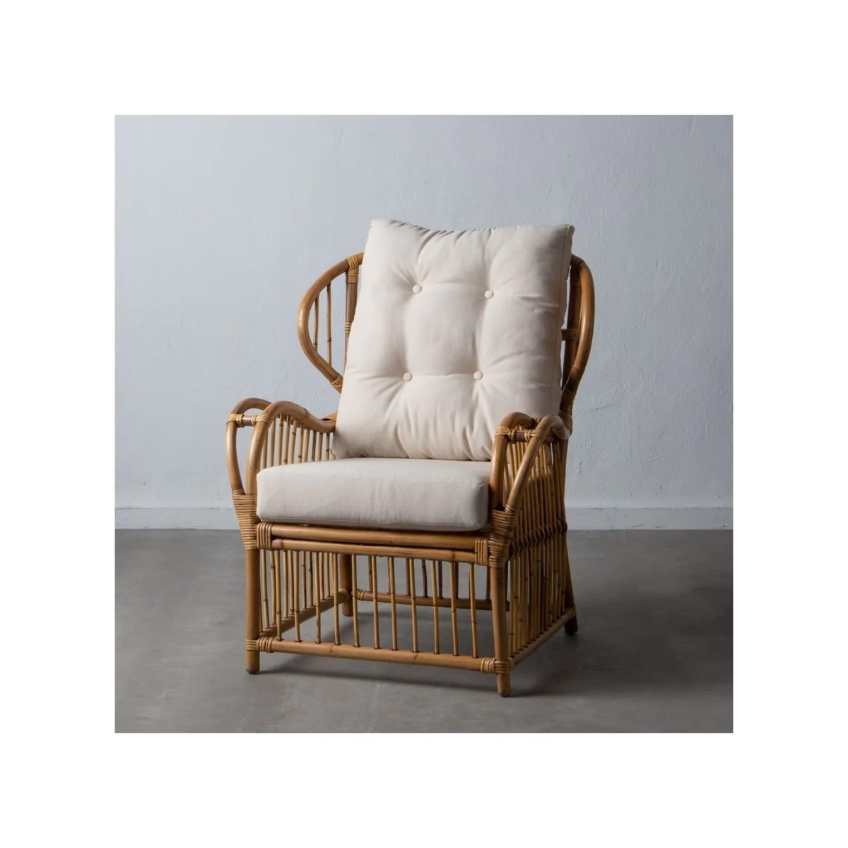 SILLÓN CON COJÍN NATURAL RATÁN 77,50 X 64 X 94 CM