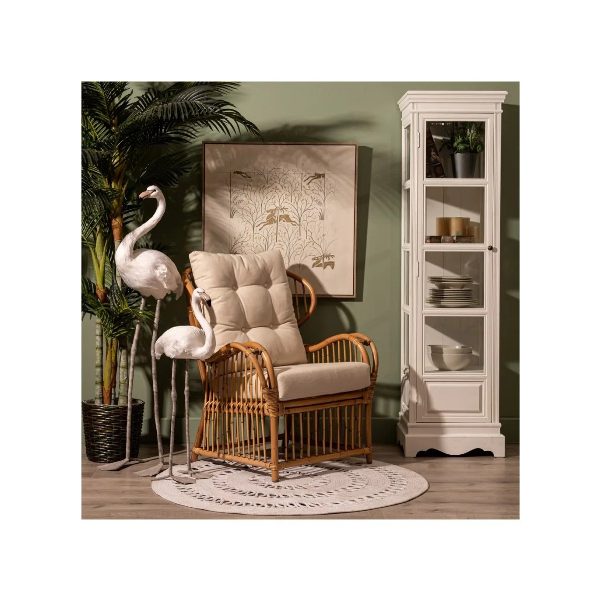 SILLÓN CON COJÍN NATURAL RATÁN 77,50 X 64 X 94 CM