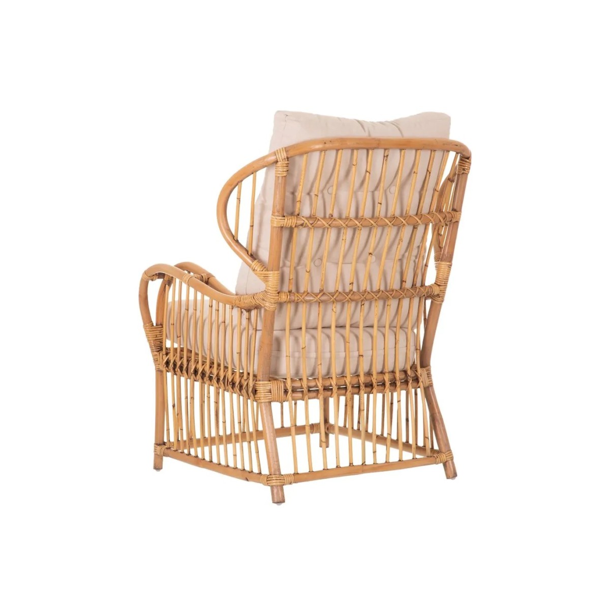 SILLÓN CON COJÍN NATURAL RATÁN 77,50 X 64 X 94 CM