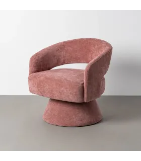SILLÓN GIRATORIO SALMÓN TEJIDO-MADERA 71 X 68 X 72 CM