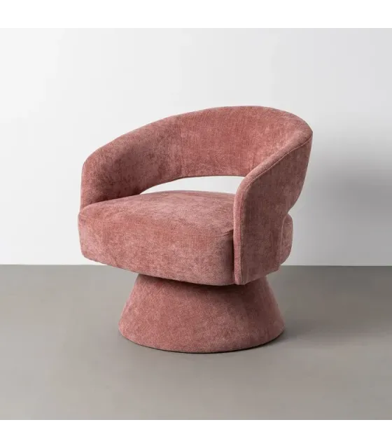 Sillón giratorio salmón tejido-madera 71 x 68 x 72 cm