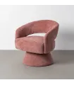 SILLÓN GIRATORIO SALMÓN TEJIDO-MADERA 71 X 68 X 72 CM