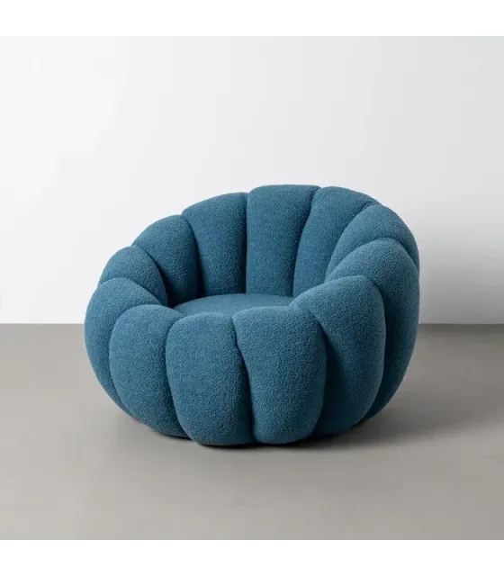 Sillón azul tejido-madera 92 x 89 x 61 cm