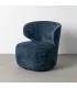 SILLÓN GIRATORIO AZUL TEJIDO-MADERA 73 X 68 X 74 CM