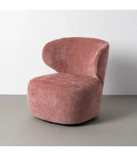 SILLÓN GIRATORIO SALMÓN TEJIDO-MADERA 73 X 68 X 74 CM