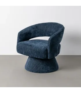SILLÓN GIRATORIO AZUL TEJIDO-MADERA 71 X 68 X 72 CM