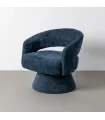 SILLÓN GIRATORIO AZUL TEJIDO-MADERA 71 X 68 X 72 CM