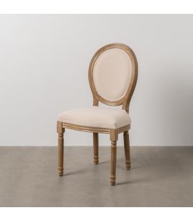 SILLA NATURAL-BLANCO TEJIDO-MADERA SALÓN 44 X 46 X 95 CM