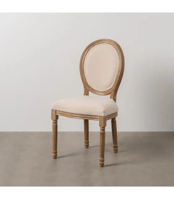 SILLA NATURAL-BLANCO TEJIDO-MADERA SALÓN 44 X 46 X 95 CM