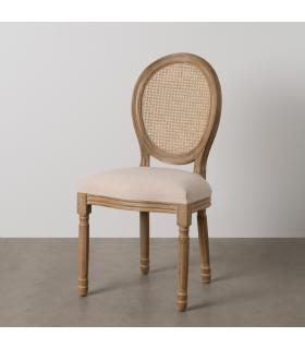 SILLA NATURAL-BLANCO MADERA-RATÁN SALÓN 44 X 46 X 95 CM