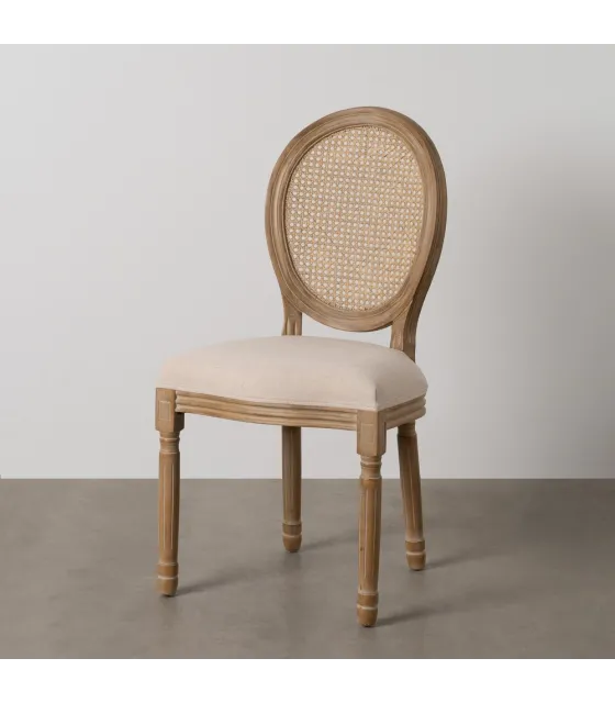 SILLA NATURAL-BLANCO MADERA-RATÁN SALÓN 44 X 46 X 95 CM