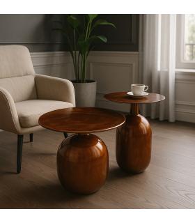 S/2 MESA AUXILIAR METAL SALÓN 50 X 50 X 47 CM