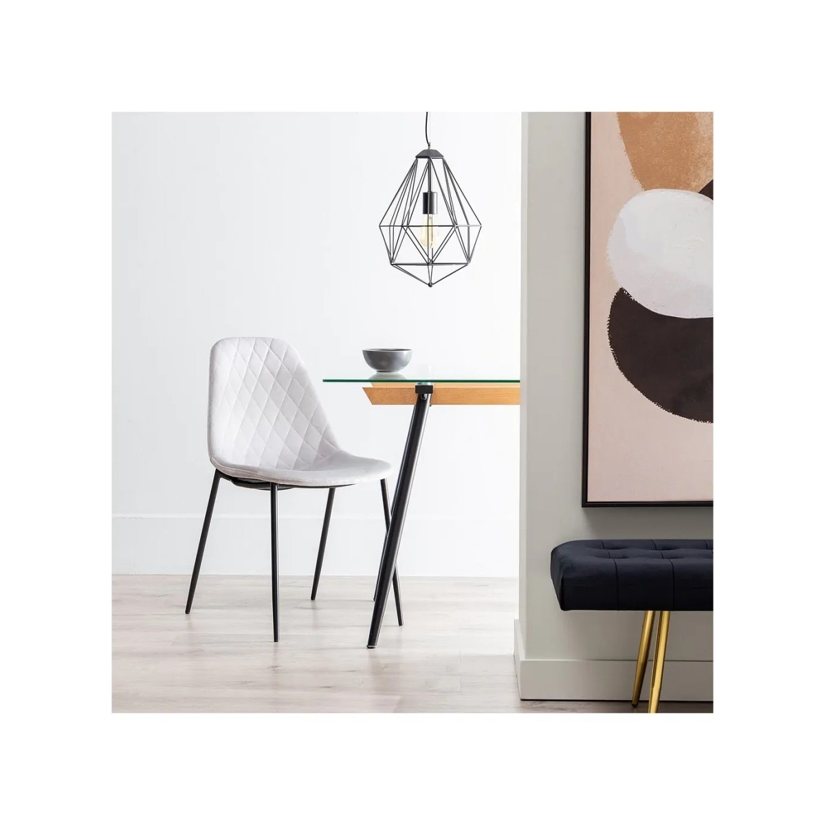 SILLA GRIS TEJIDO-METAL SALÓN 46 X 51 X 83,50 CM