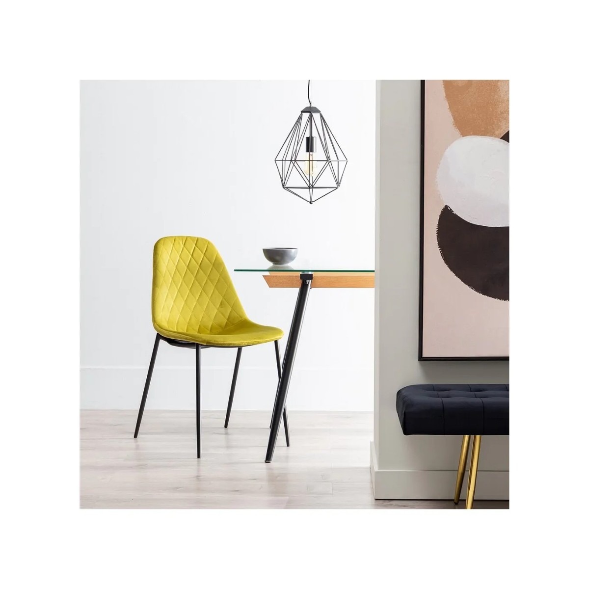 SILLA VERDE TEJIDO-METAL SALÓN 46 X 51 X 83,50 CM