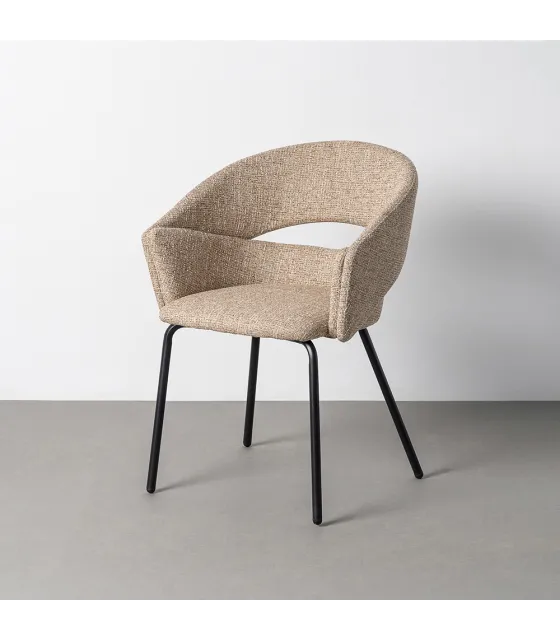 SILLA BRAZOS TAUPE TEJIDO-METAL 59 X 61 X 82 CM