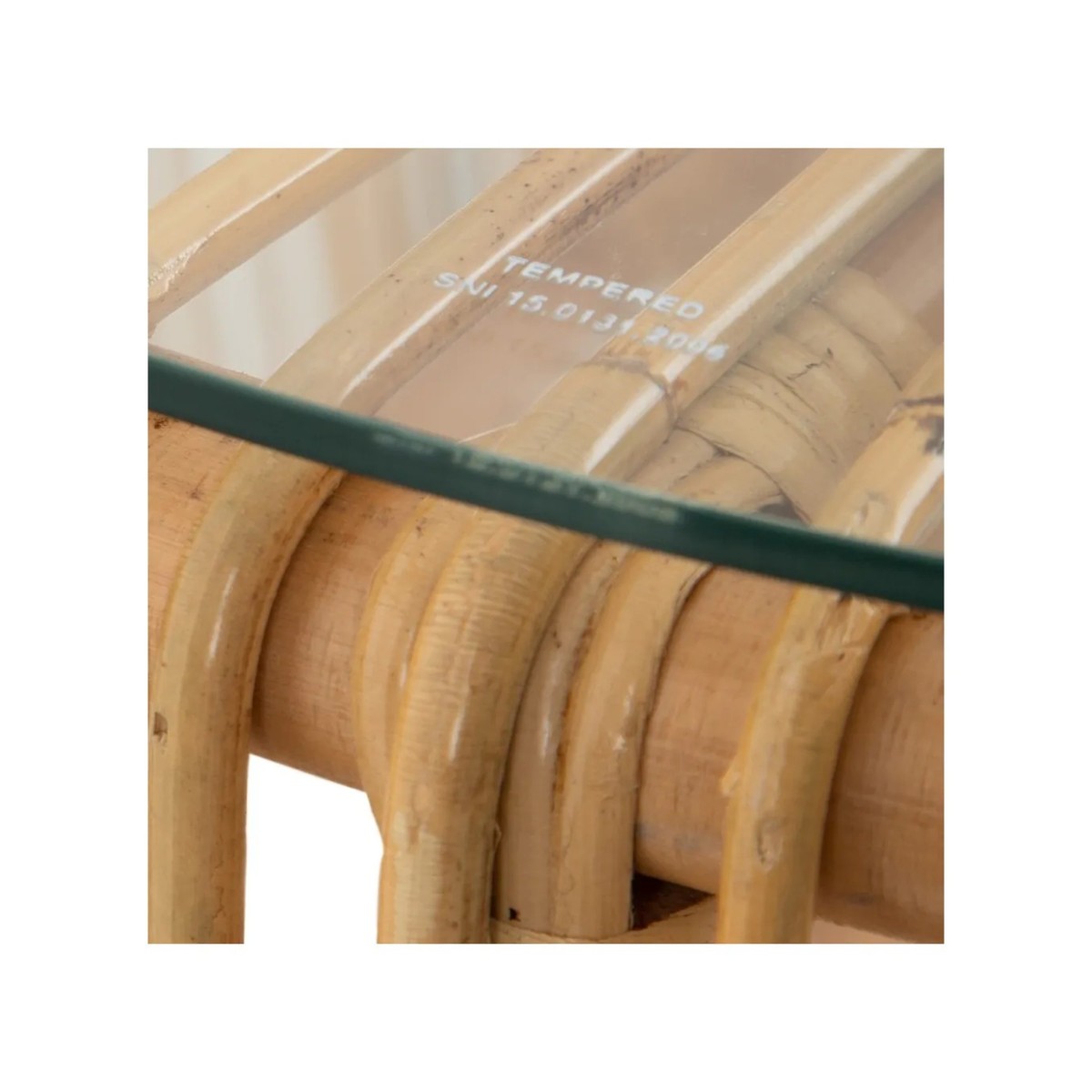 MESA CENTRO NATURAL RATÁN / CRISTAL 130 X 65 X 43,50 CM