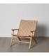 BUTACA BEIGE MADERA TECA-PIEL 74 X 78 X 75 CM