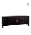 MUEBLE 8 CAJONES NEGRO-ORO MADERA 130 X 24 X 50,50 CM