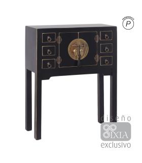 CONSOLA 2 PUERTAS Y 6 CAJONES NEGRO 63 X 26 X 80 CM