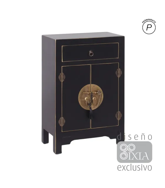 MESITA 2 PUERTAS Y 1 CAJÓN NEGRO 45 X 26 X 69 CM