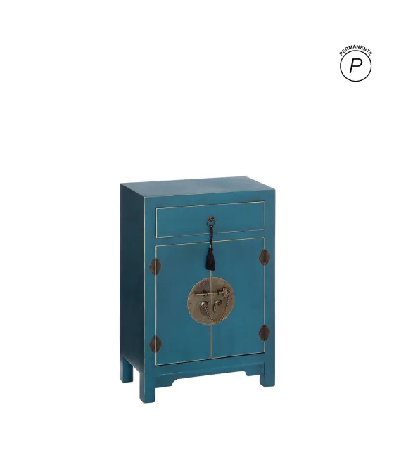 MESITA 2 PUERTAS Y 1 CAJÓN AZUL DM 45 X 26 X 69 CM