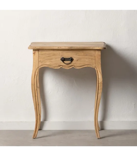 MESITA NATURAL MADERA MINDI DORMITORIO 58 X 43 X 70 CM