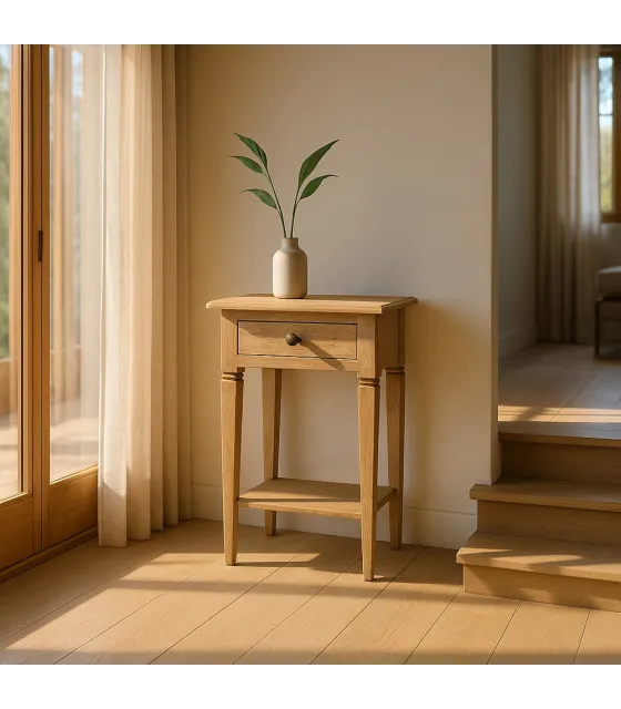 MESITA NATURAL MADERA MINDI DORMITORIO 50 X 32 X 72 CM