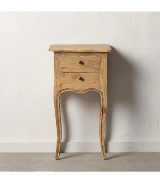 MESITA NATURAL MADERA MINDI DORMITORIO 40 X 30 X 72 CM