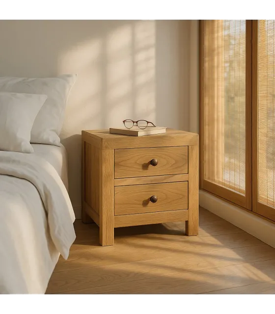 MESITA NATURAL MADERA MINDI DORMITORIO 45 X 35 X 50 CM