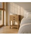 MESITA NATURAL MADERA MINDI DORMITORIO 45 X 30 X 66 CM