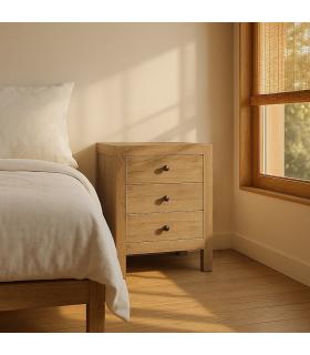 MESITA NATURAL MADERA MINDI DORMITORIO 43 X 34 X 55 CM