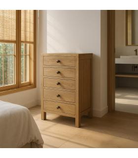 MESITA NATURAL MADERA MINDI DORMITORIO 44 X 34 X 77 CM