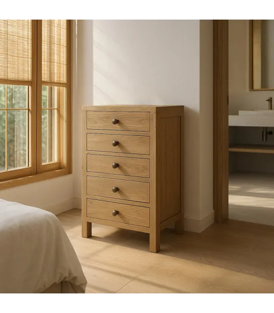 MESITA NATURAL MADERA MINDI DORMITORIO 44 X 34 X 77 CM