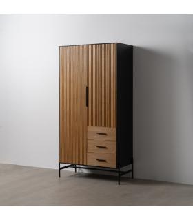 ARMARIO NEGRO-NATURAL DM-MADERA 104 X 53 X 203 CM