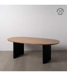 MESA COMEDOR NEGRO-NATURAL DM-MADERA 220 X 113 X 75 CM