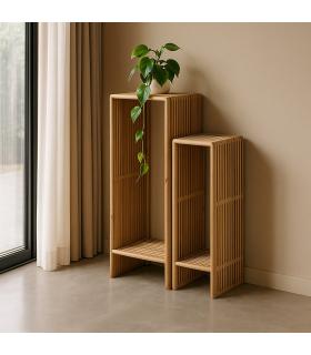 S/2 PEANA NATURAL MADERA DE TECA SALÓN 33 X 27 X 86 CM